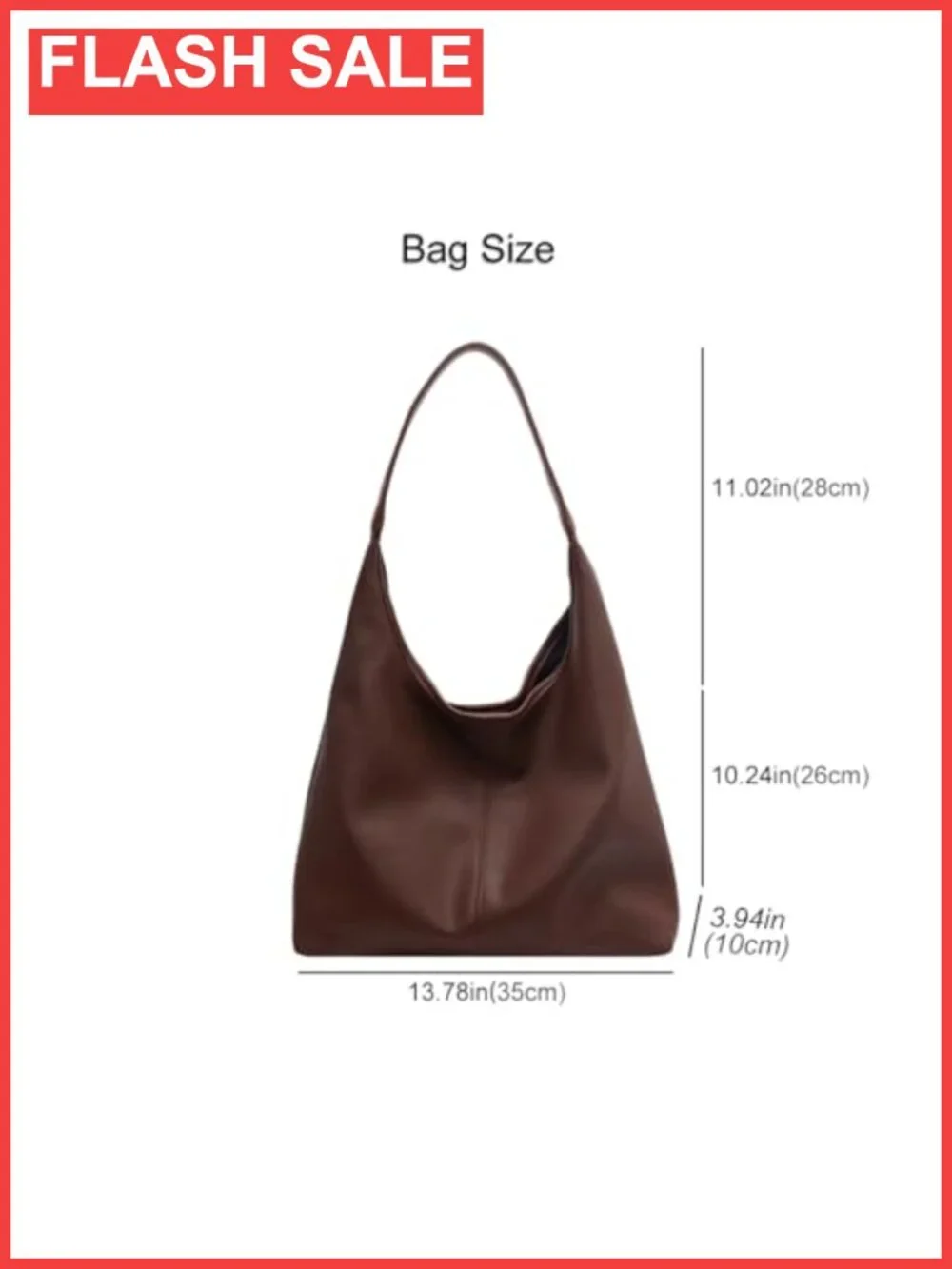 Large PU Leather Hobo Shoulder Bag Slouchy Tote Purse for Work Travel